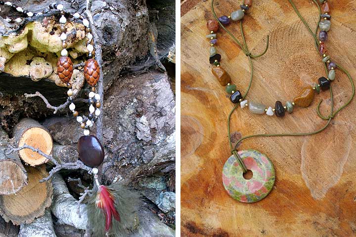 Federkette mit Zapfen / Steinketten